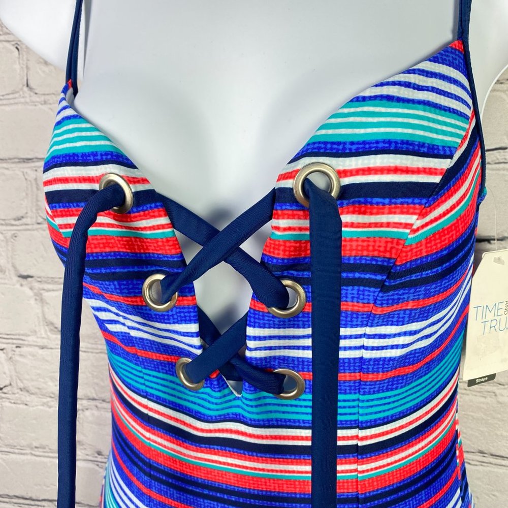 Time and Tru Women's One Piece Swimsuit, Size S, Multi-Colored